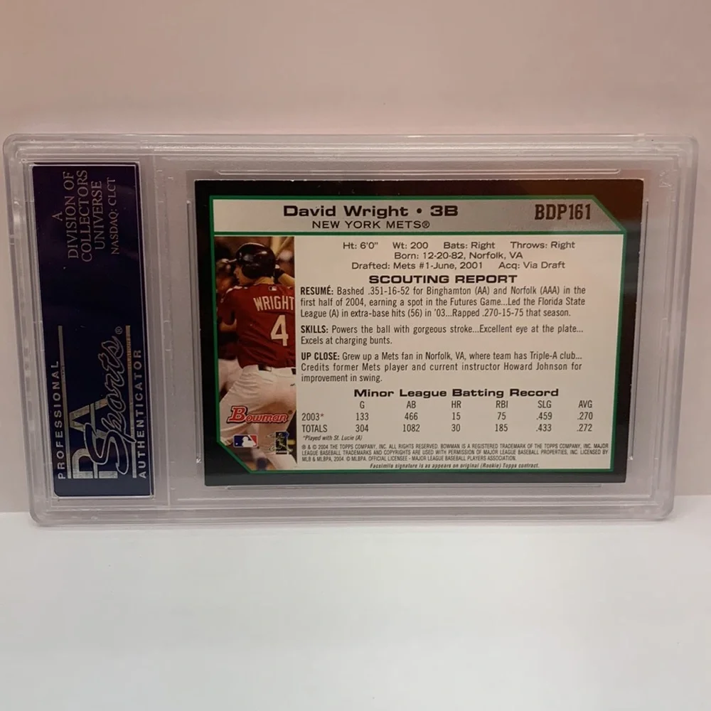 2004 Bowman Draft Picks David Wright #161 PSA/DNA Certified (MISC8)